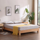 Natural Queen Platform Wood Solid Color Panel Bed Frame Image - 4