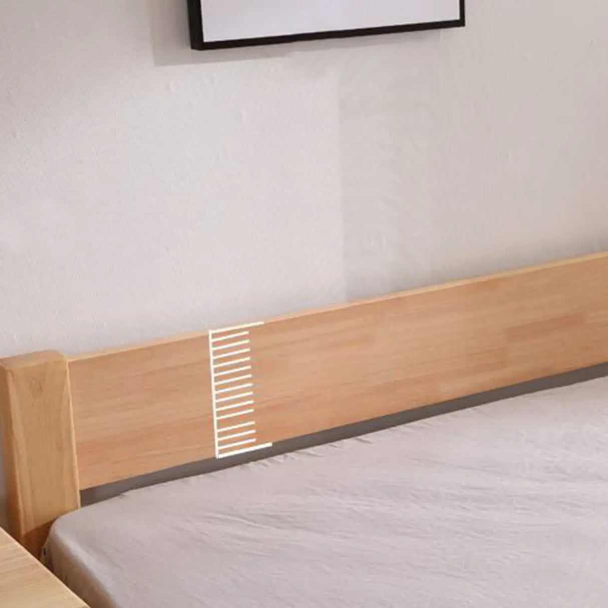 Natural Queen Platform Wood Solid Color Panel Bed Frame Image - 8
