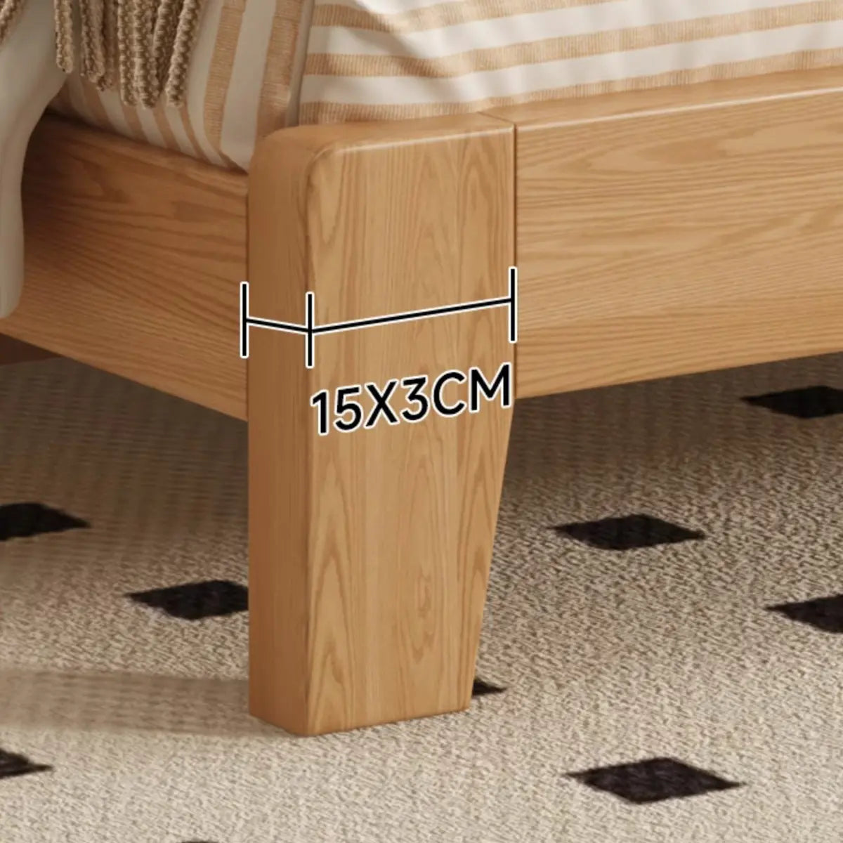 Natural Queen Shelves Wood Bed with Soft Headboard Image - 8