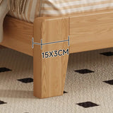 Natural Queen Shelves Wood Bed with Soft Headboard Image - 8