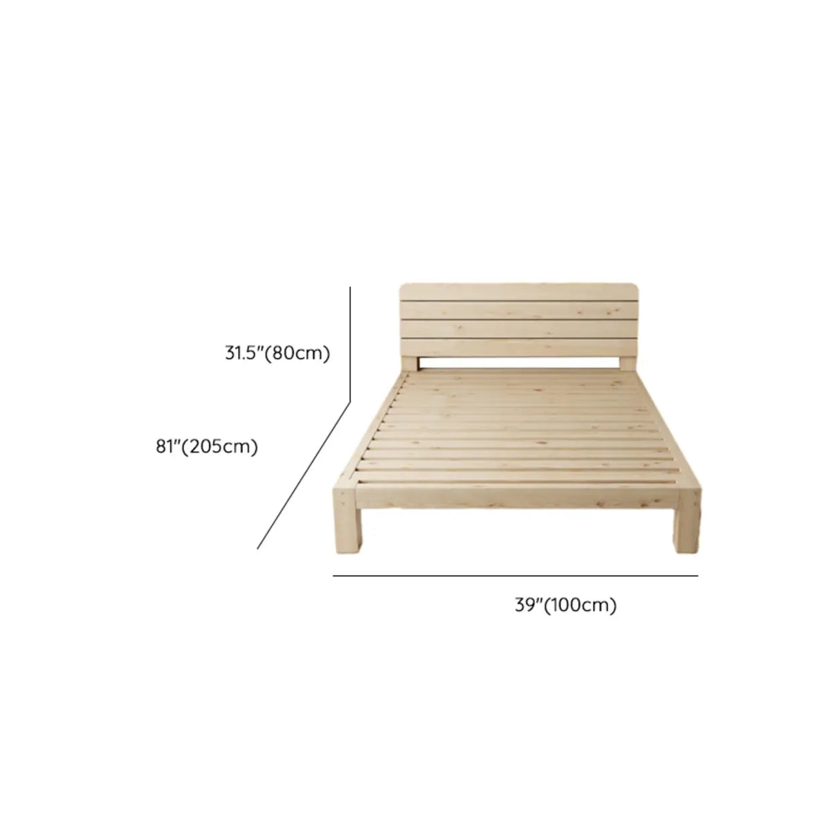 Natural Queen Wood Headboard Storage Bed with Drawers Image - 15