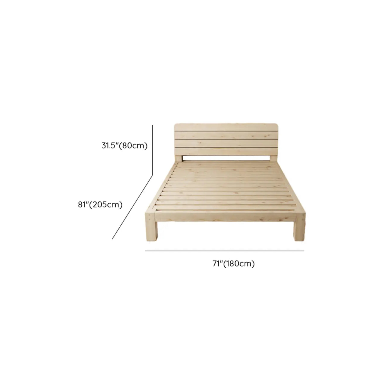 Natural Queen Wood Headboard Storage Bed with Drawers 