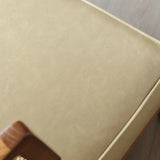 Natural Rattan Low Back Leather Beige Lounge Accent Chair Image - 10