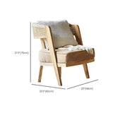 Natural Rattan Low Back Leather Beige Lounge Accent Chair Image - 14