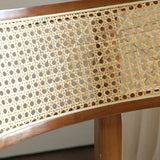 Natural Rattan Low Back Leather Beige Lounge Accent Chair Image - 8