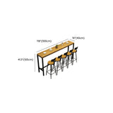 Natural Rectangle Solid Wood Bar Table with Footrest Image - 10