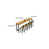 Natural Rectangle Solid Wood Bar Table with Footrest #size