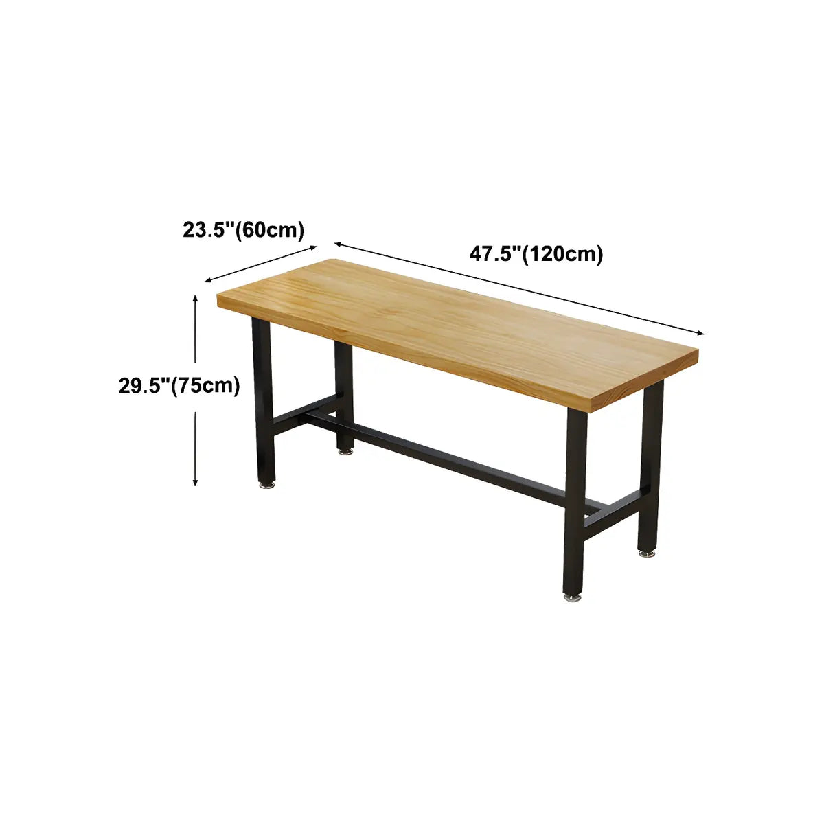 Natural Rectangle Wood Bistro Bar Table with Footrest 