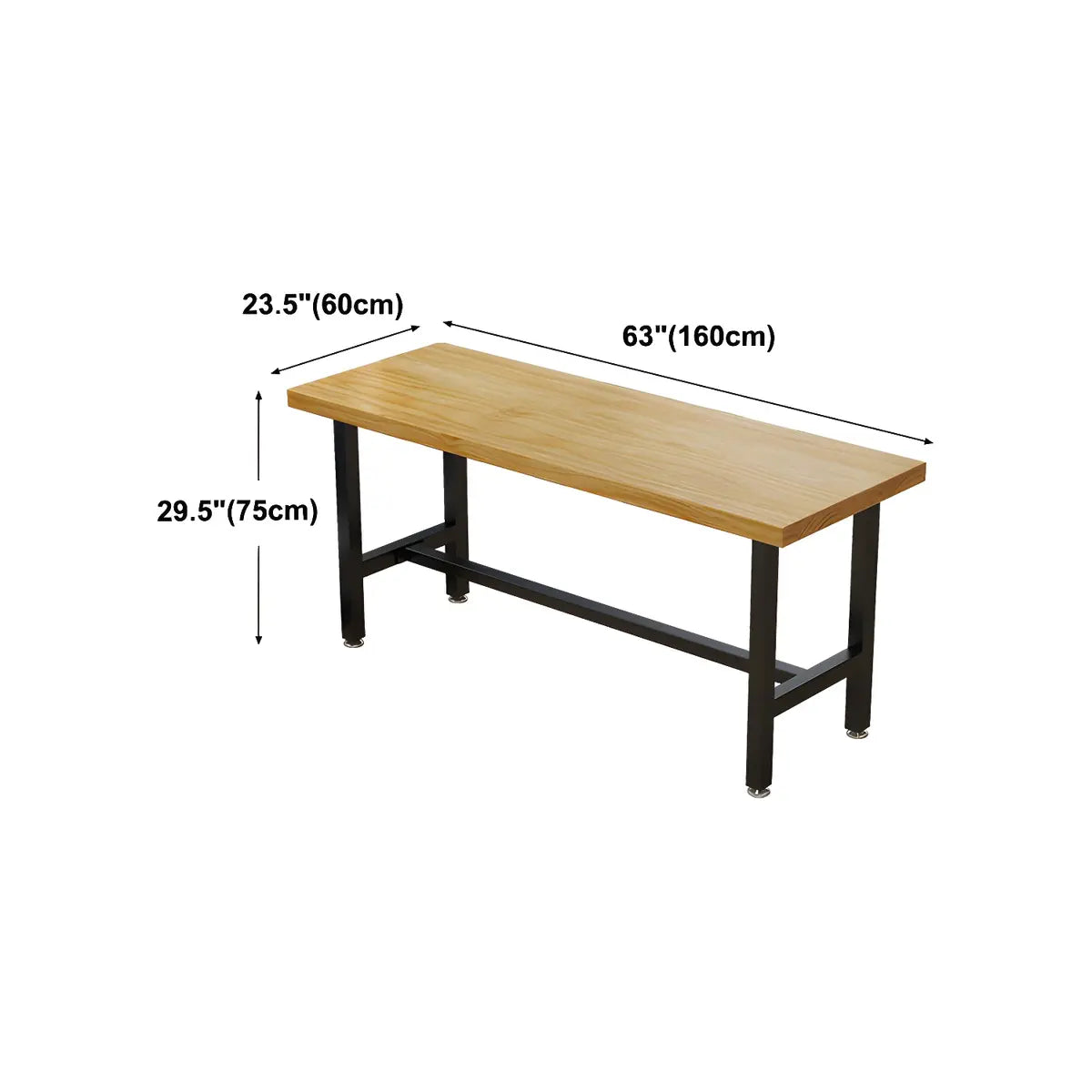 Natural Rectangle Wood Bistro Bar Table with Footrest Image - 12