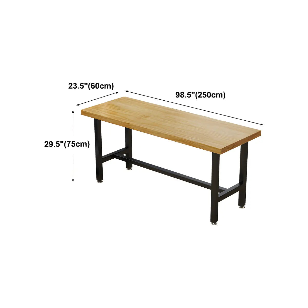 Natural Rectangle Wood Bistro Bar Table with Footrest Image - 16