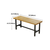 Natural Rectangle Wood Bistro Bar Table with Footrest Image - 23