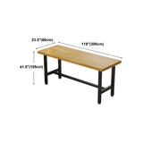 Natural Rectangle Wood Bistro Bar Table with Footrest Image - 26