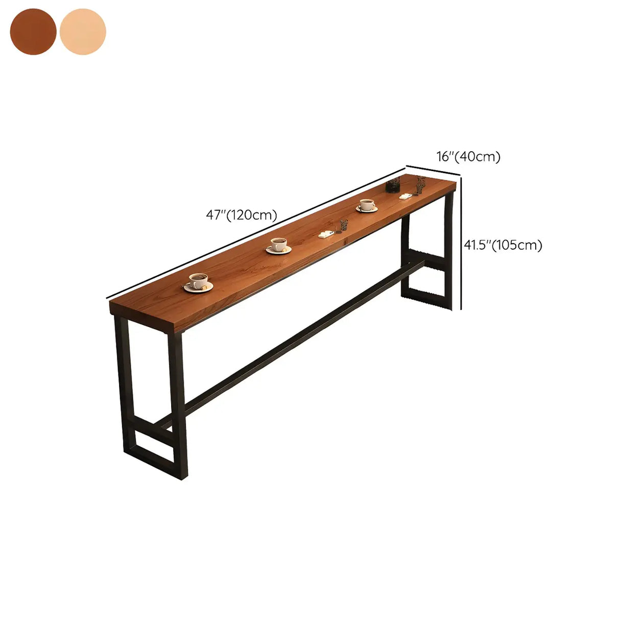 Natural Rectangle Wood Large Long Footrest Bar Table 