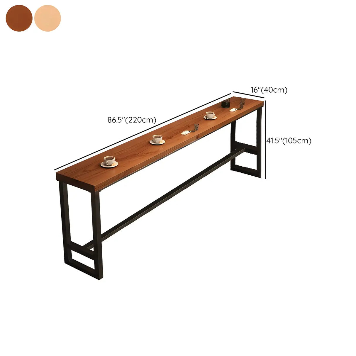 Natural Rectangle Wood Large Long Footrest Bar Table Image - 16