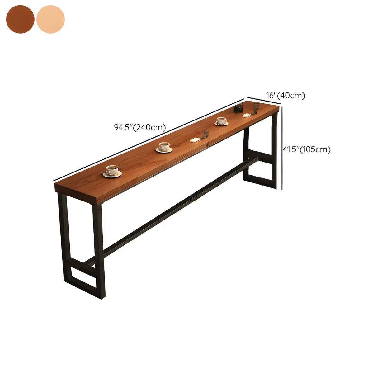 Natural Rectangle Wood Large Long Footrest Bar Table Image - 17