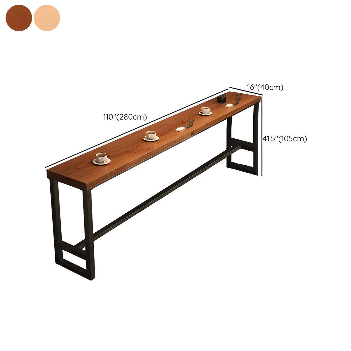 Natural Rectangle Wood Large Long Footrest Bar Table Image - 19