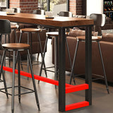 Natural Rectangle Wood Large Long Footrest Bar Table Image - 6