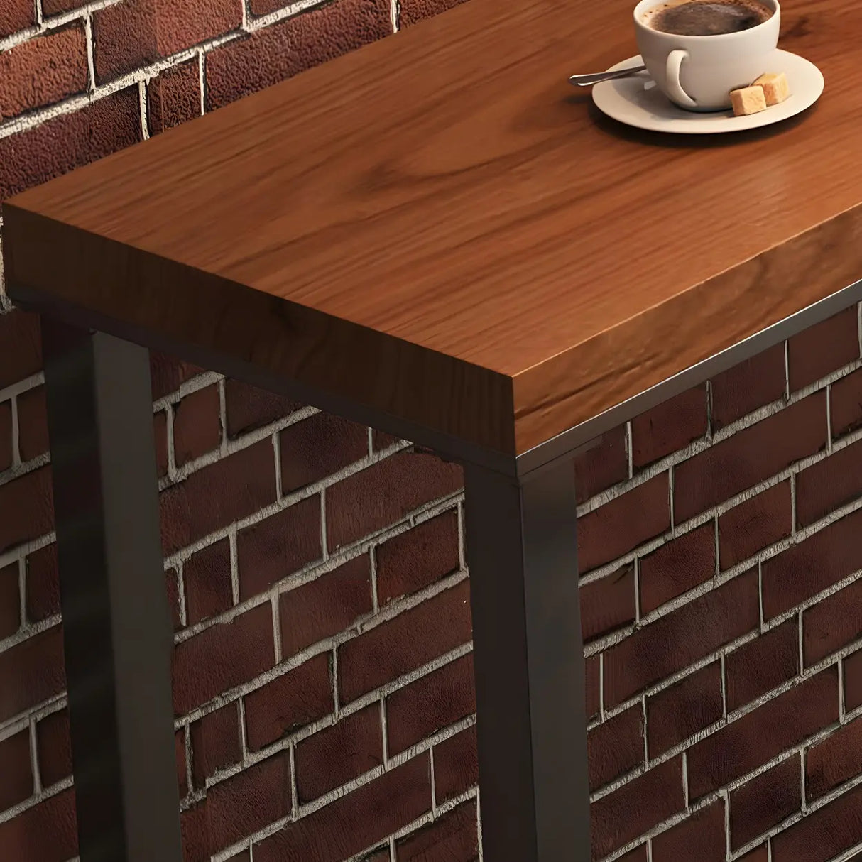 Natural Rectangle Wood Large Long Footrest Bar Table Image - 7