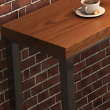 Natural Rectangle Wood Large Long Footrest Bar Table Image - 7
