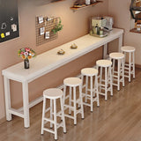 Natural Rectangle Wood Metal Large Bar Table With Footrest Image - 11