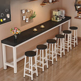 Natural Rectangle Wood Metal Large Bar Table With Footrest Image - 15
