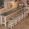 Natural Rectangle Wood Metal Large Bar Table With Footrest Image - 16