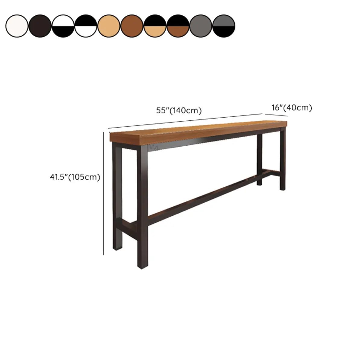 Natural Rectangle Wood Metal Large Bar Table With Footrest Image - 18
