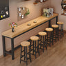 Natural Rectangle Wood Metal Large Bar Table With Footrest Image - 3