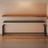 Natural Rectangle Wood Metal Large Bar Table With Footrest Image - 6