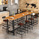 Natural Rectangular Long Wood Large Bar Table for Pub Image - 2