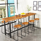 Natural Rectangular Long Wood Large Bar Table for Pub Image - 4