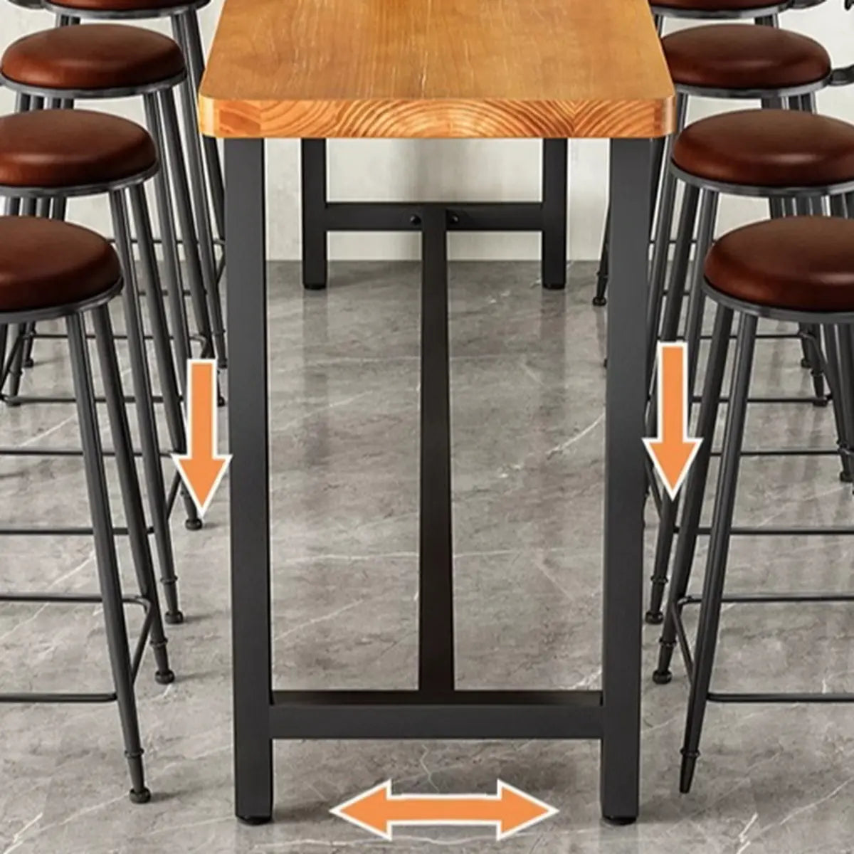 Natural Rectangular Long Wood Large Bar Table for Pub Image - 9