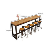 Natural Rectangular Pine Wood Large Bar Table with Footrest #size