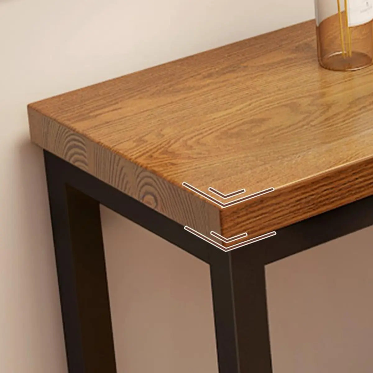 Natural Rectangular Pine Wood Large Bar Table with Footrest Image - 4