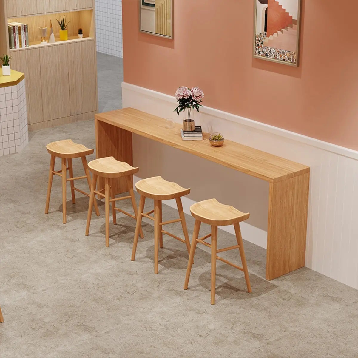 Natural Rectangular Wood Large Bar Table for Entertaining Image - 2