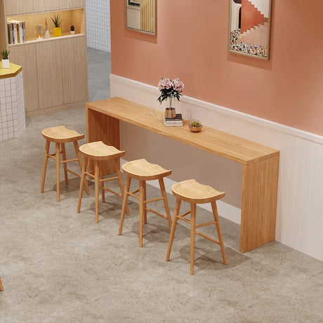 Natural Rectangular Wood Large Bar Table for Entertaining Image - 2