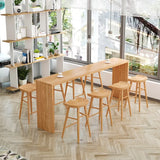Natural Rectangular Wood Large Bar Table for Entertaining Image - 9