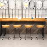 Natural Rectangular Wood Large Bar Table with Leg Support Image - 3
