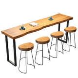 Natural Rectangular Wood Large Bar Table with Leg Support Image - 5