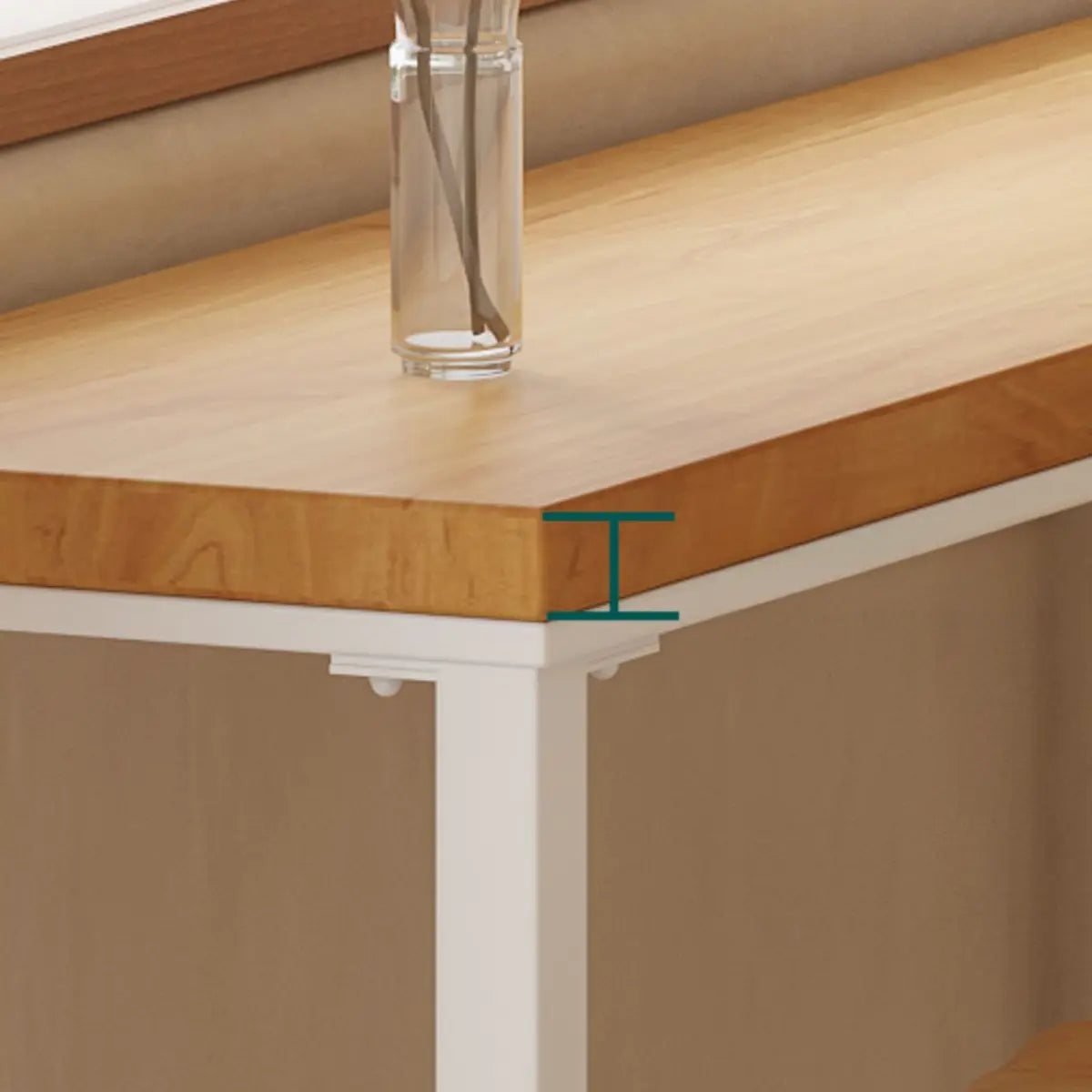 Natural Rectangular Wood Long Bar Table with Metal Legs Image - 10