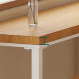 Natural Rectangular Wood Long Bar Table with Metal Legs Image - 10