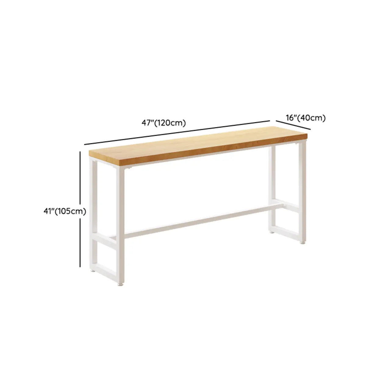 Natural Rectangular Wood Long Bar Table with Metal Legs 