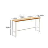 Natural Rectangular Wood Long Bar Table with Metal Legs Image - 27