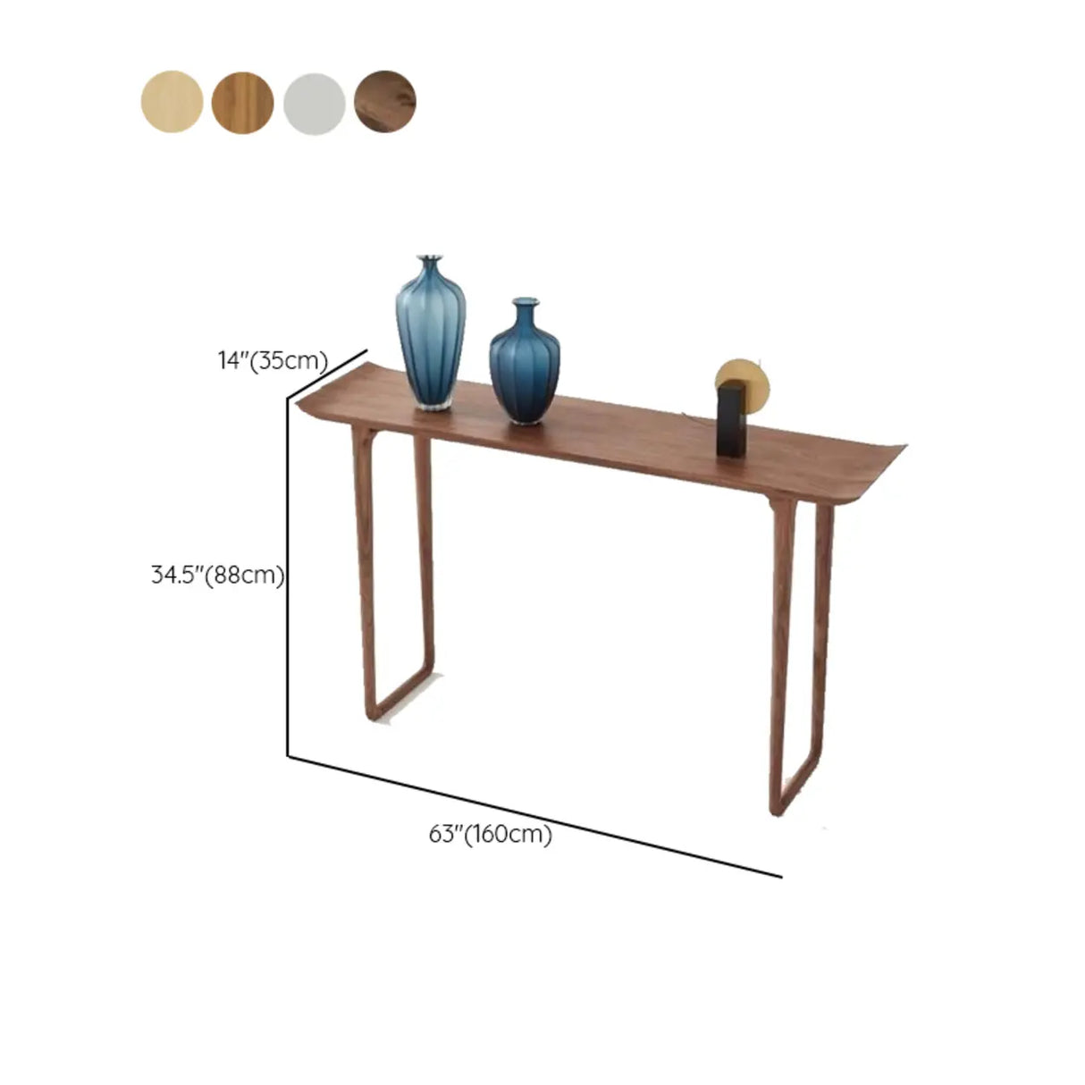 Natural Rich Pine Wood Curved Walnut Console Table Image - 11