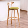 Natural Round Beech Cotton Backrest Wood Bar Stool Image - 41