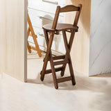 Natural Round Wood Folding Backrest Counter Bar Stools Image - 5