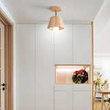 Natural Rubber Wood Semi-Flush Mount Light 4-Light Image - 10