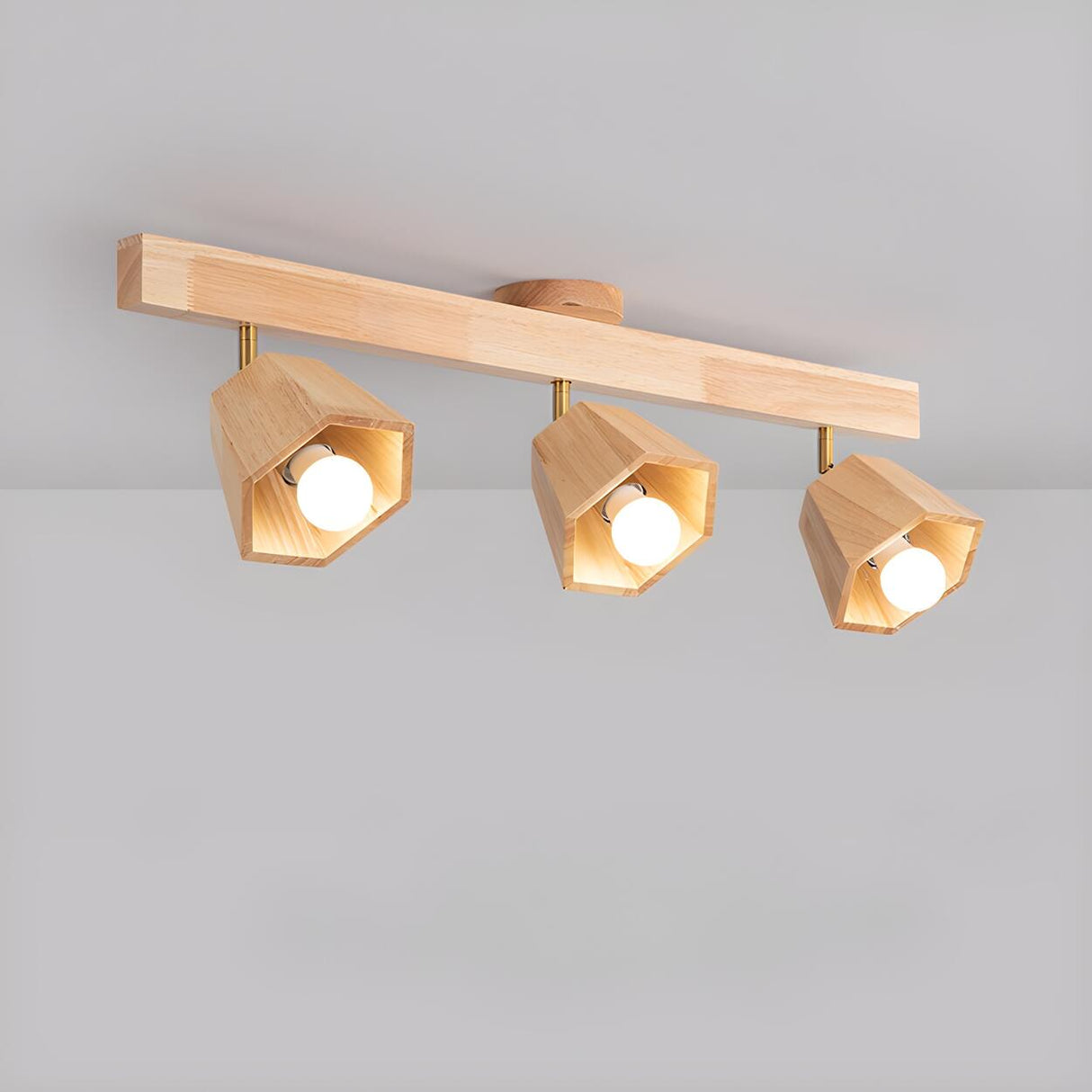 Natural Rubber Wood Semi-Flush Mount Light 4-Light Image - 14