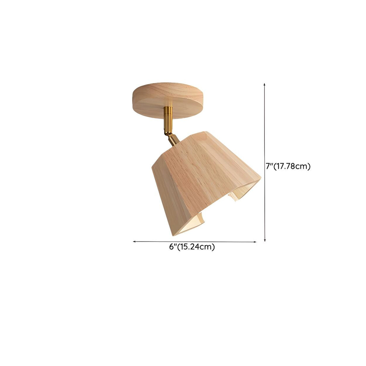 Natural Rubber Wood Semi-Flush Mount Light 4-Light 
