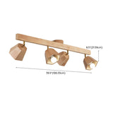 Natural Rubber Wood Semi-Flush Mount Light 4-Light Image - 18